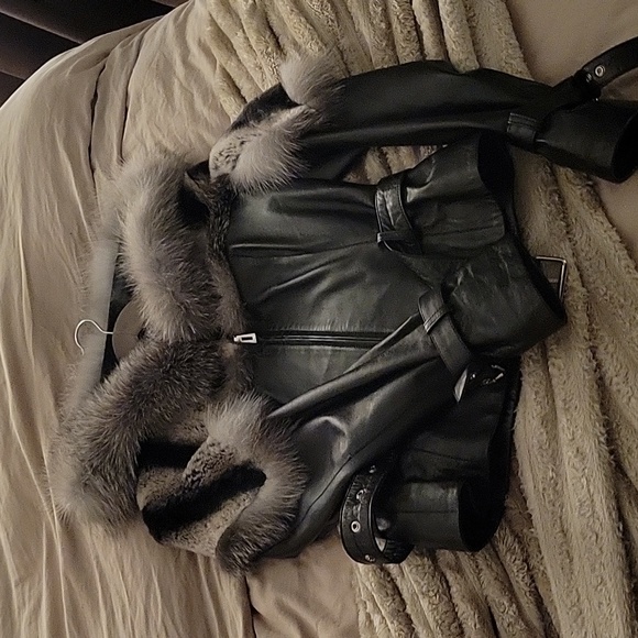 Fox Fur Leather Jacker - Picture 4 of 5